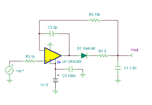 Online Simulation of the Fast Single-Supply Peak Detector Circuit