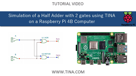 Offline simulation of a half adder circuit on Raspberry Pi 4B